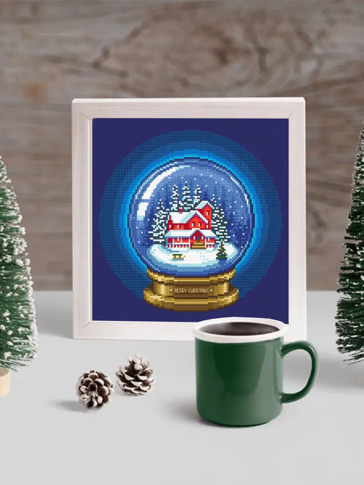 Merry Christmas cross stitch pattern download PDF, Snow ball cross stitch chart, Winter holiday hand embroidery PDF, Christmas ball #N59
