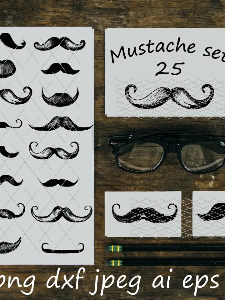 Mustache set digital print