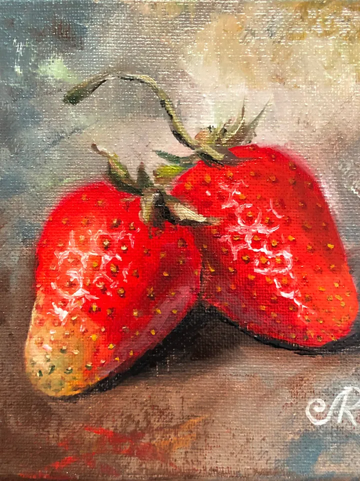 Fruits Painting on Canvas Kitchen Still life Strawberry Painting