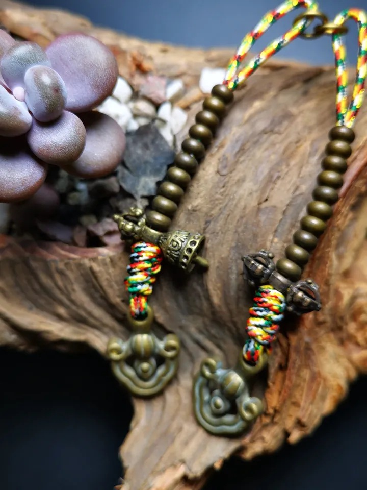 Gandhanra Handmade 5mm Tibetan Buddhist Mala Counters,Prayer Bead Counters, Carved with Dorje and Vajra / Kartika and Kila,Made of Brass