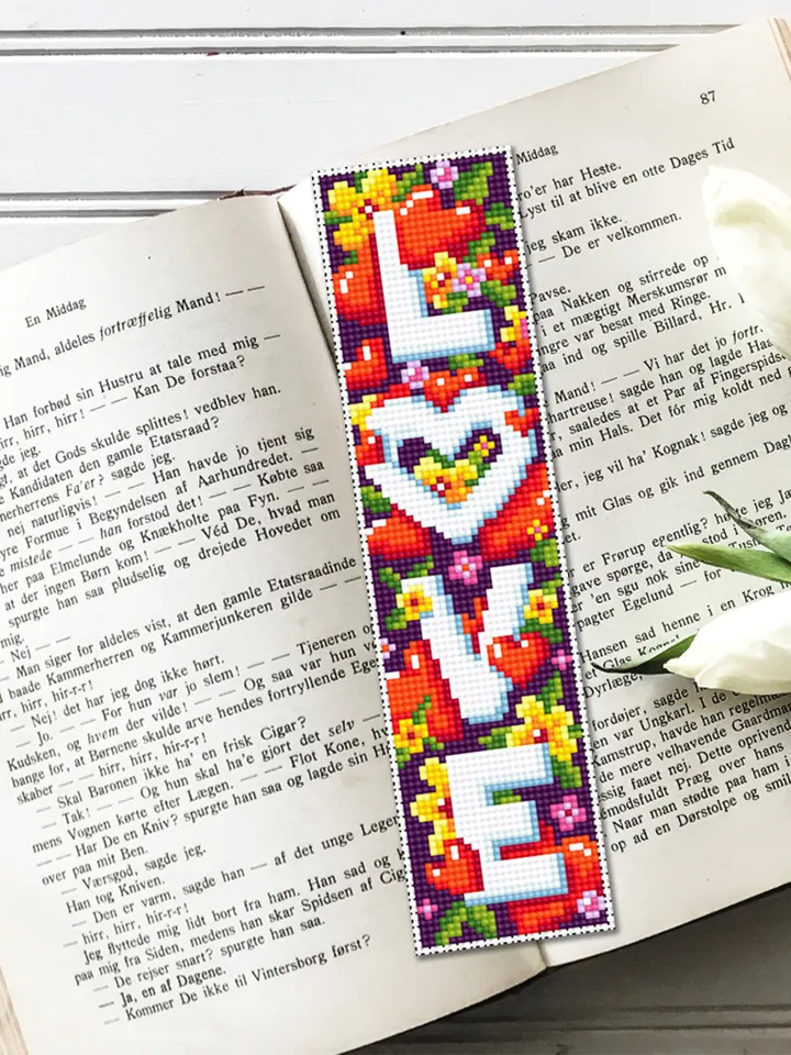 Valentine bookmark cross stitch pattern download PDF Love cross stitch chart, Funny handmade bookmark digital PDF, Valentines present #B103