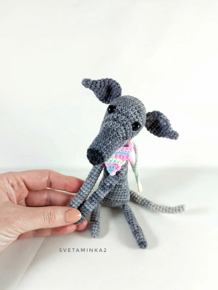 Dog Crochet Pattern Greyhound, Whippet, Italian Greyhound, Galgo, Sighthound, Lurcher. Amigurumi Dog Pattern. Digital Download. PDF.