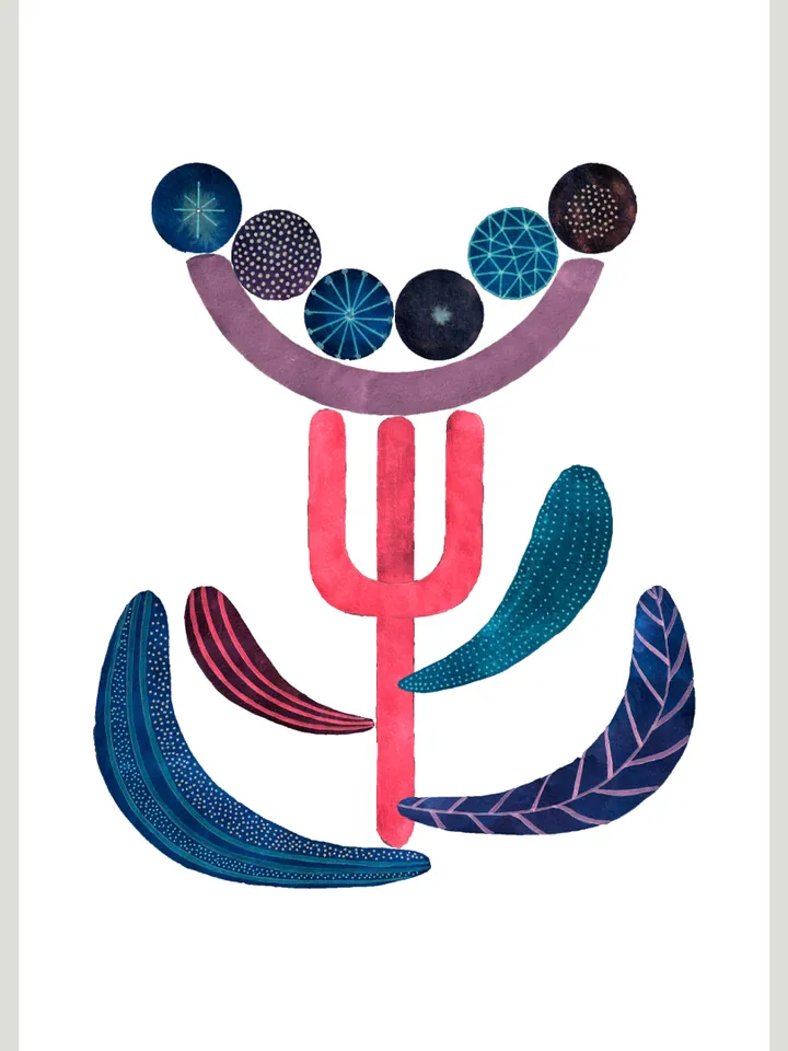 Illustration Pink and Purple Geometry Plant Art print