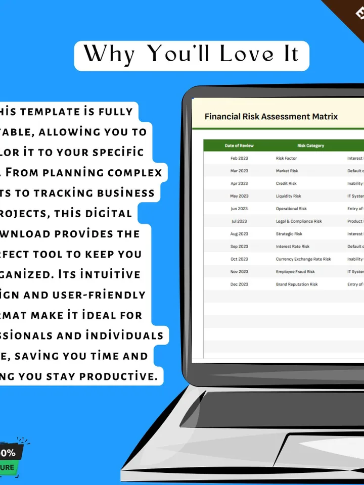 Financial Risk Assessment Matrix Template, Editable Google Sheets, Digital Download for Risk Evaluation & Financial Decision-Making
