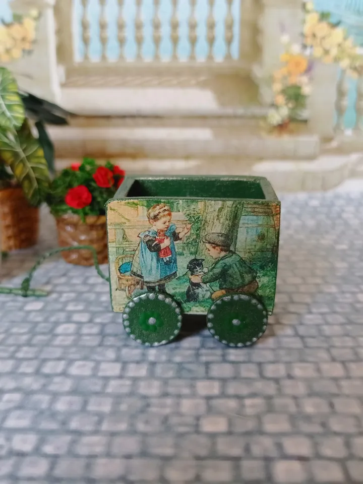 Trolley for dollhouse. Doll toy .1:12 scale.