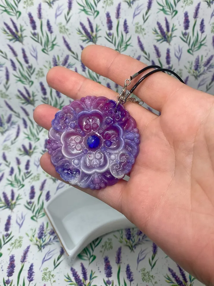 Pendant with cord. Handmade.