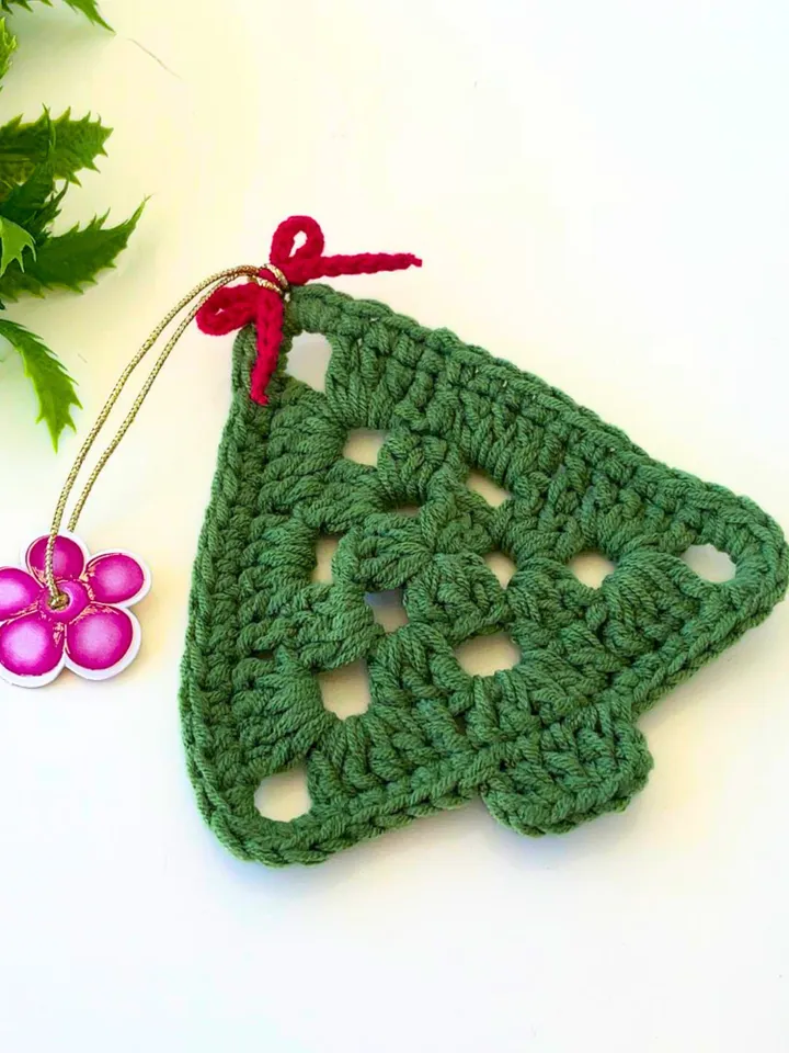 Nordic Yarn Art Christmas Tree Decoration - Handmade Crochet Tree Ornament - Tree Crochet Pattern For Winter Crochet Decor