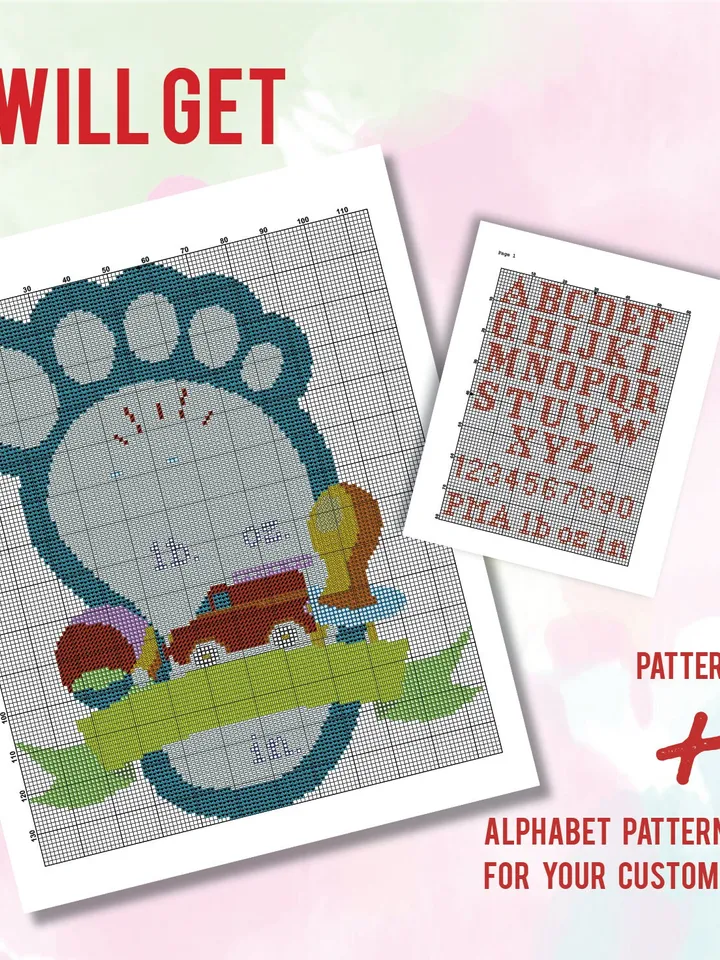 Baby Shower Boy and Alphabet Cross stitch pattern | Embroidery Pattern | Instant Download | Embroidery Desings