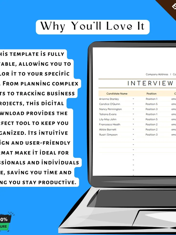 Interview Schedule Tracker Template, Editable Google Sheets, HR Recruitment Management Tool