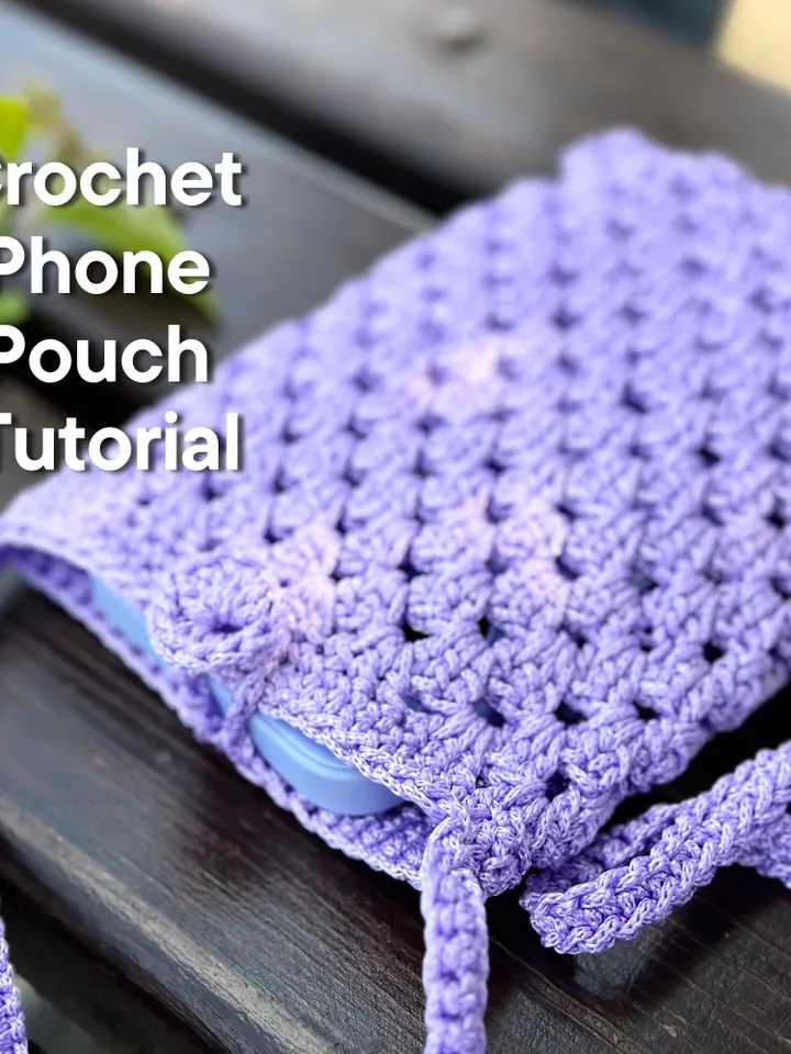 Crochet crossbody bag pattern, cell phone pouch, crochet mini purse, mobile phone case, summer shoulder messenger bag, DIY