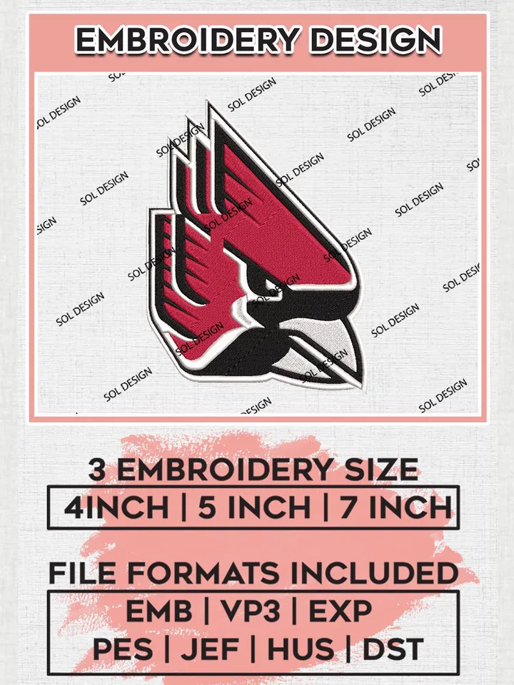 Ball State Cardinals Logo Machine Embroidery Design, NCAA Ball State Cardinals Embroidery Design Design files, NCAA Embroidery Designs, NCAA Machine Embroidery Designs, Digital Download