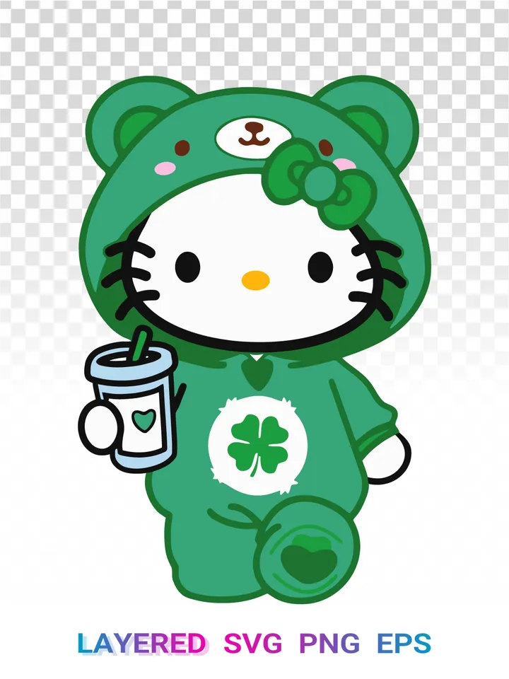 Hello Kitty Good Luck 🍀 Bear PNG, Care Bears Sanrio SVG