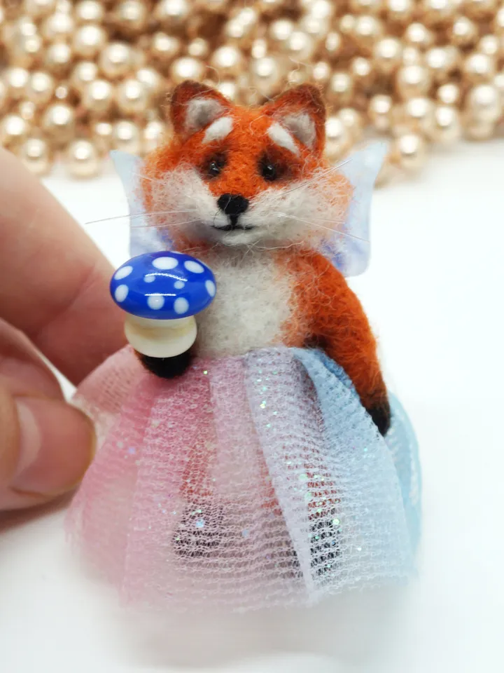Mary the fox, miniature needle felted animal, fairy fox, ships from the US