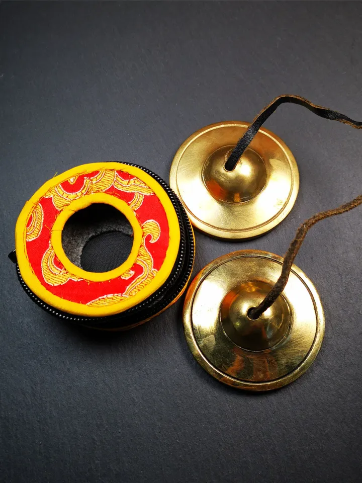 Gandhanra Customized Engrave Tibetan Cymbals, 6.5cm Tingsha Bell,Buddhism Ritual Implement,Handmade in Nepal,Shiny Color