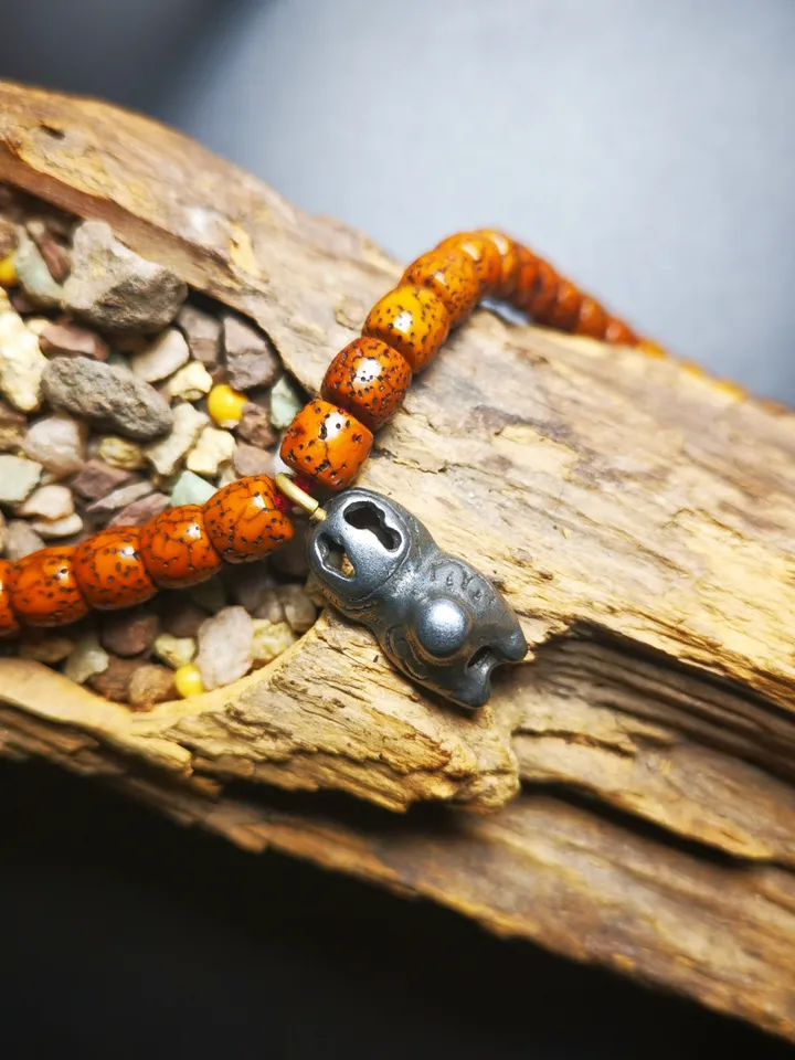 Gandhanra Handmade Mala Counter, Snow Lion Pendant, Prayer Beads Accessories,Made of Cold Iron