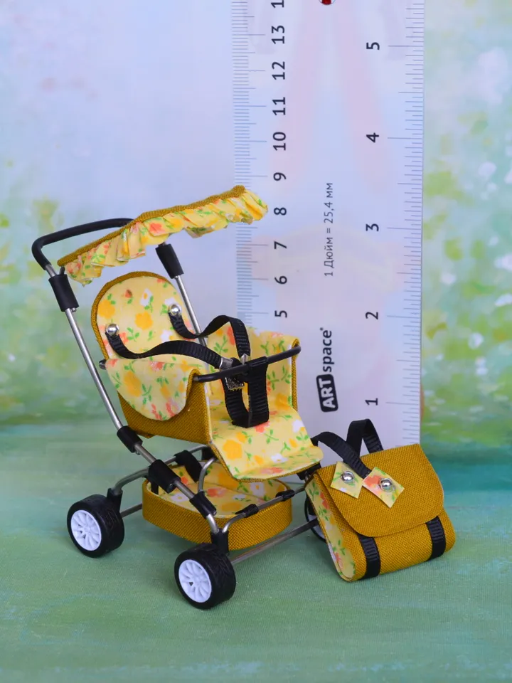 Miniature Baby Stroller 12th scale, Miniature for dollhouse
