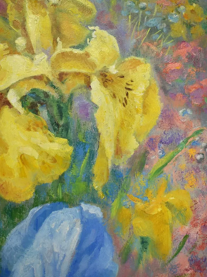 Irises Painting Flower Original Art Floral Oil Canvas Artwork
