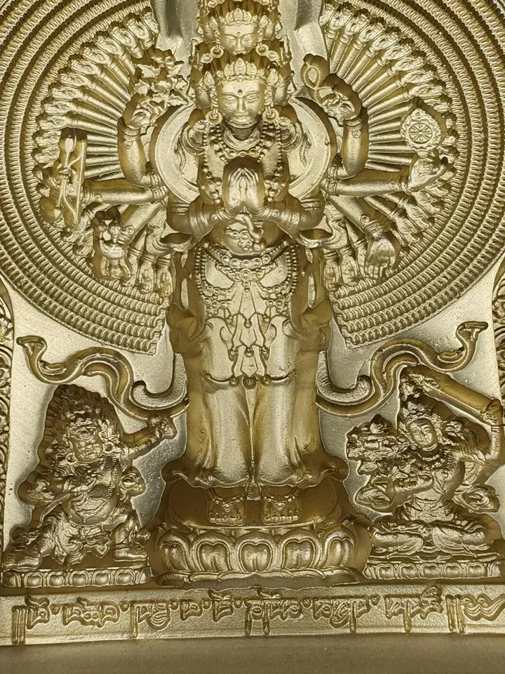1000 Arms Avalokitesvara Tsa Tsa Mold,Gandhanra Tibetan Copper Mould For Making Clay Buddha Statue Offering,Tsha Tsha Mould，11cm Height