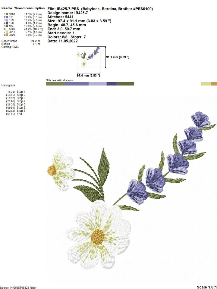 Set of spring flowers with 3D elements Floral pattern Flower machine embroidery design 3D floral motif 3D flowers digital pattern clothing