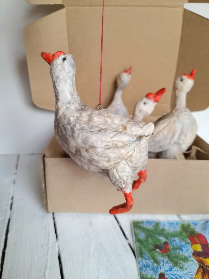Vintage Inspired Decoration, Goose of Cotton Wool, Anthropomorphic Animal, Cottage Style Ornament, Country Style