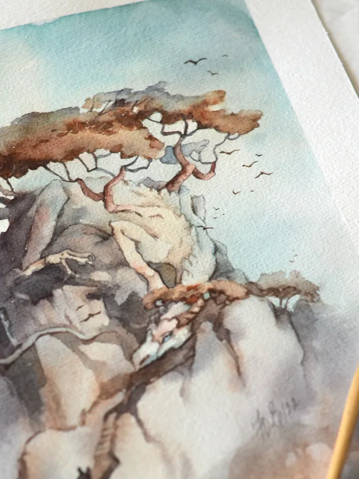 Dragon Mountain Fantasy painting Original art by Yulia Evsyukova