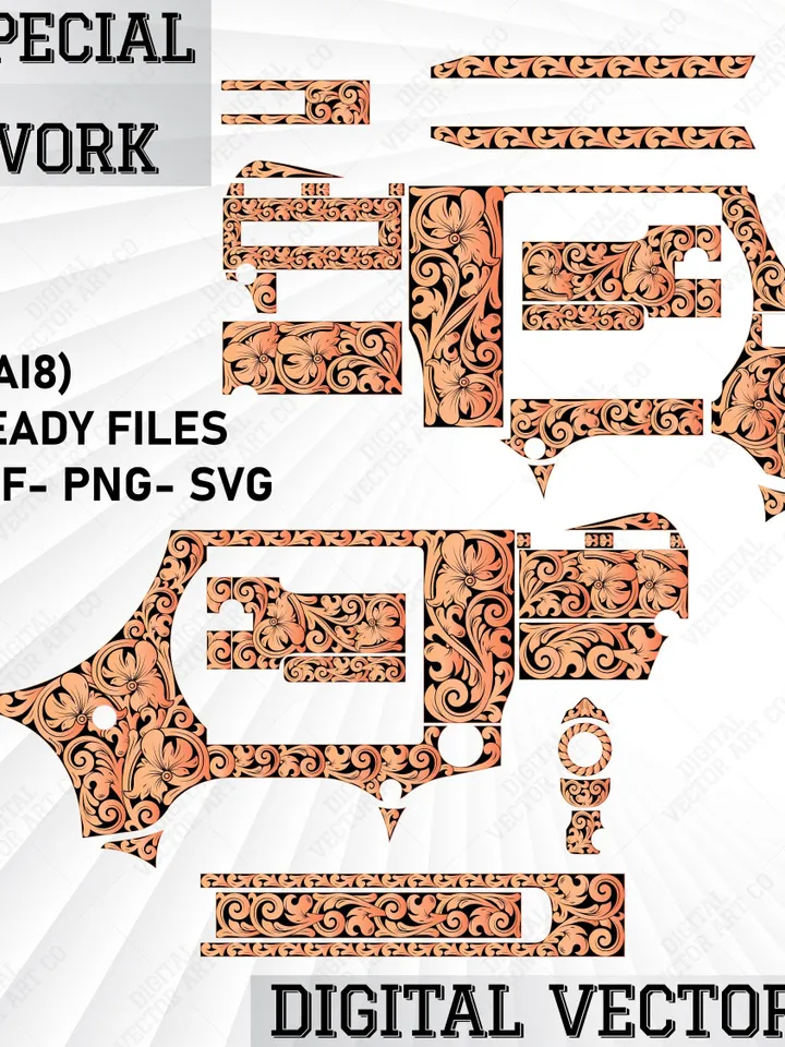 Vintage Western Scrollwork Design - Ornamental Laser Cutting Template for Metal & Wood Engraving Svg/Png/Dxf/Ai