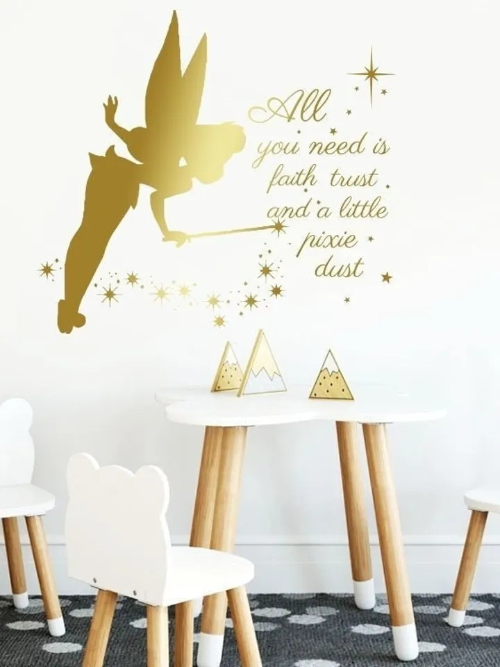 Tinkerbell Wall Decal, Peter Pan Wall Decal, Peter Pan Quote Wall Decal, Peter Pan Wall Sticker, Disney Decal, Stars Decal rta1895
