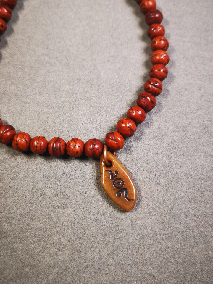 Gandhanra Tibetan Yak Bone Carved Amulet,Bead Counter Pendant,Mani Jewel Amulet for Mala,Prayer Beads