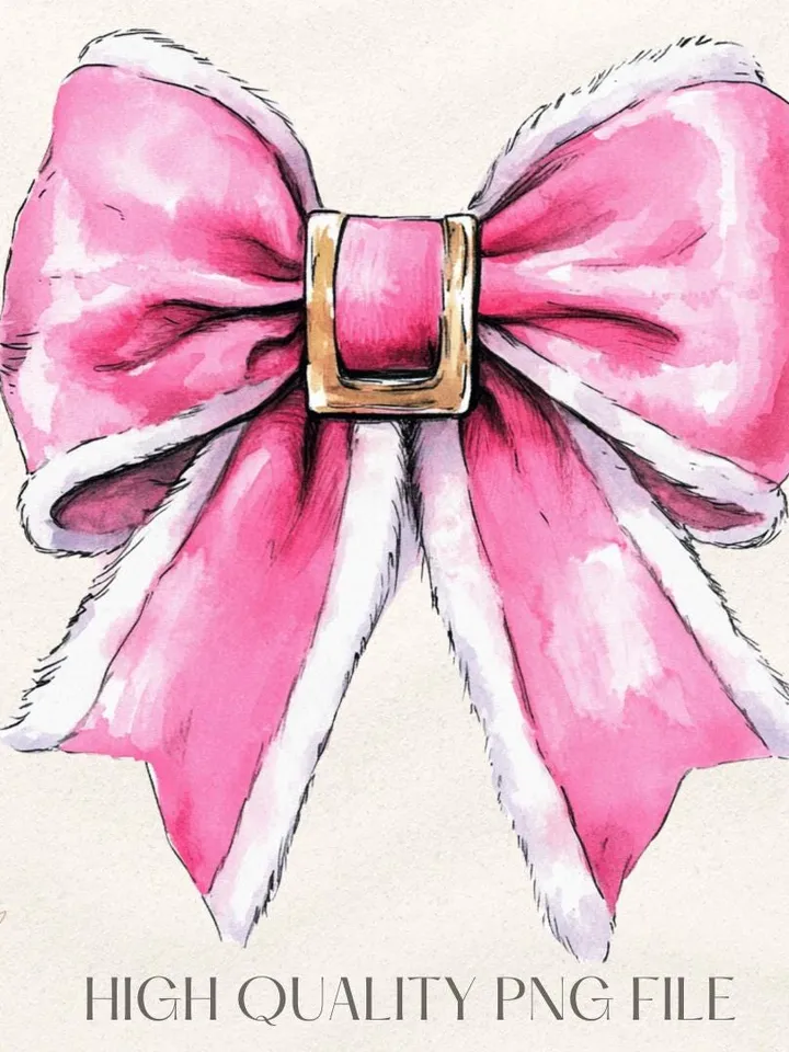 Pink Christmas Coquette bow Png, Christmas santa bow png, Christmas Sublimation Shirt Designs, Christmas png, Christmas design, Santa Claus