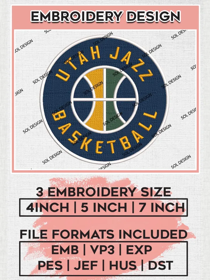 Utah Jazz Machine Embroidery Designs, NBA Embroidery Designs, Utah jazz Embroidery Designs, NBA Machine Embroidery Designs, Digital Download