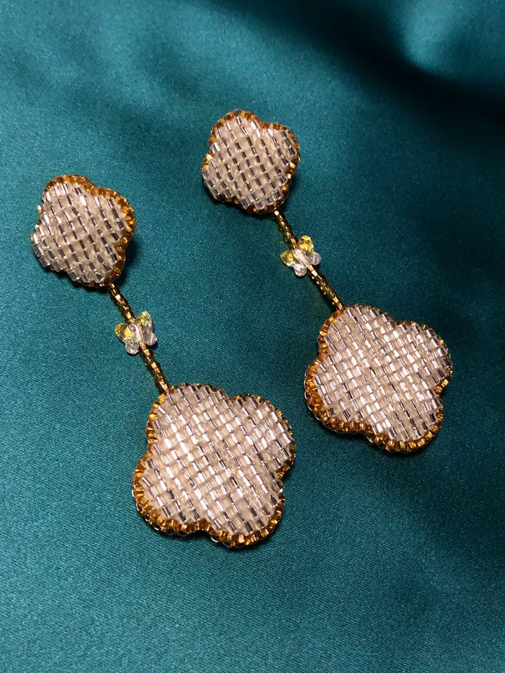 Clover Beaded Earrings Van Cleef Style