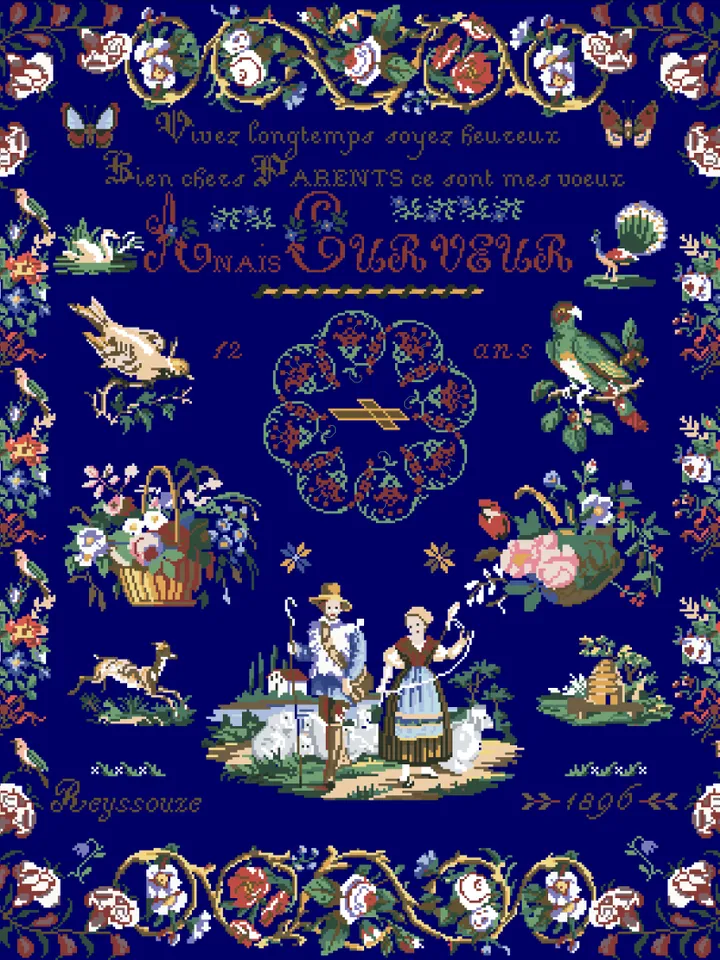 Antique Cross Stitch Pattern Sampler Digital Download PDF