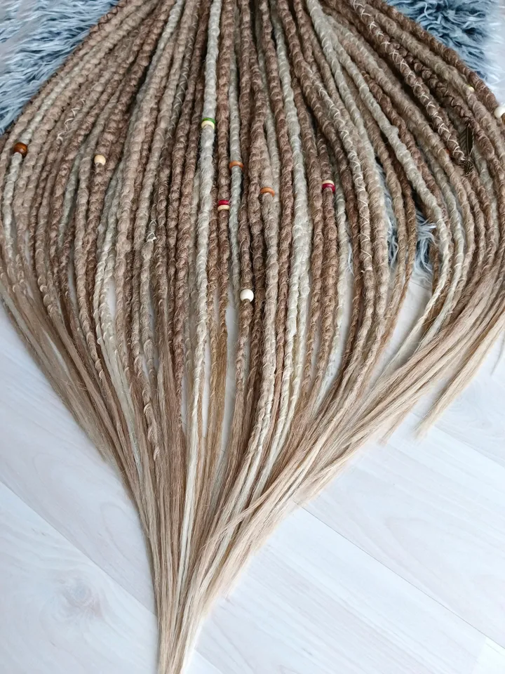 Honey blonde mix Synthetic Dreadlock extensions  Double or Single Ended dreads Natural look boho hairstyle Fake dreads Faux locs