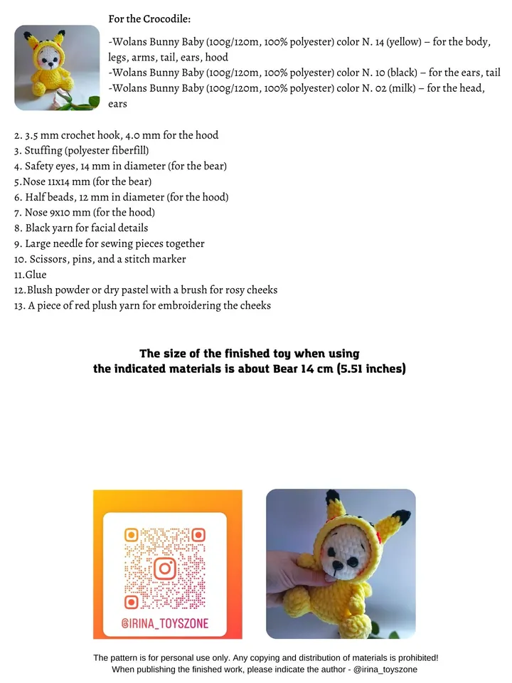CROCHET PATTERN (PDF): Pikachu Amigurumi, Crochet Plush Pikachu  toy pattern, crochet pattern bear