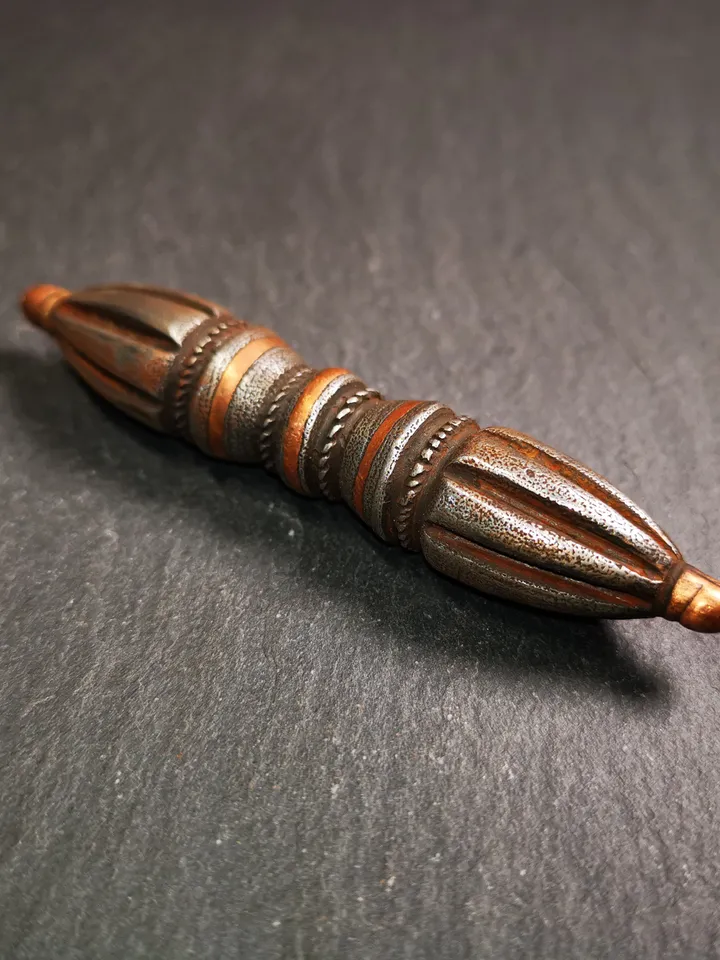 Vintage Tibetan Ritual Implement by Gandhanra - Nine-Pronged Vajra Dorje of Vajrayana Buddhism - Made of Cold Iron - 30 Years