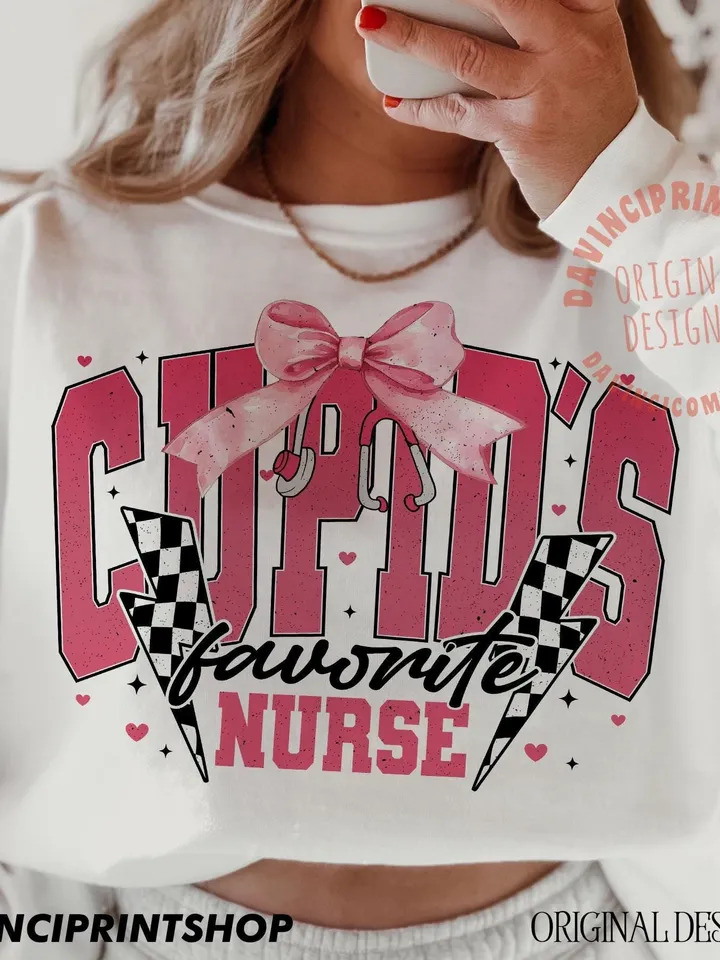 Cupid's favorite Nurse Png, Valentines Nurse png, Nurse life png, Nurse png, Valentines png, Coquette Bow Valentines, Nurse Gift, png design