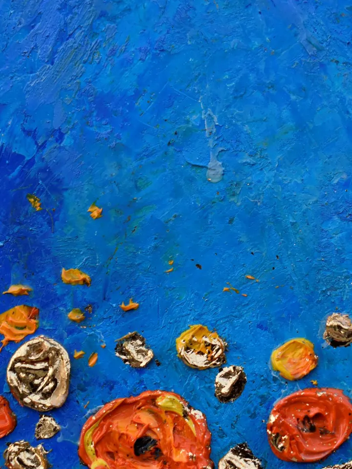 Poppy painting Flower Original Art 7 by 8 inch Orange Wildflowers Floral abstract artwork by Juliya JC