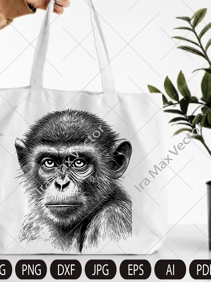 Monkey Head svg /MONKEY Face svg / Monkey svg / Monkey King svg / Monkey Mascot svg /Monkey detailed/ Monkey Printable / INSTANT DOWNLOAD