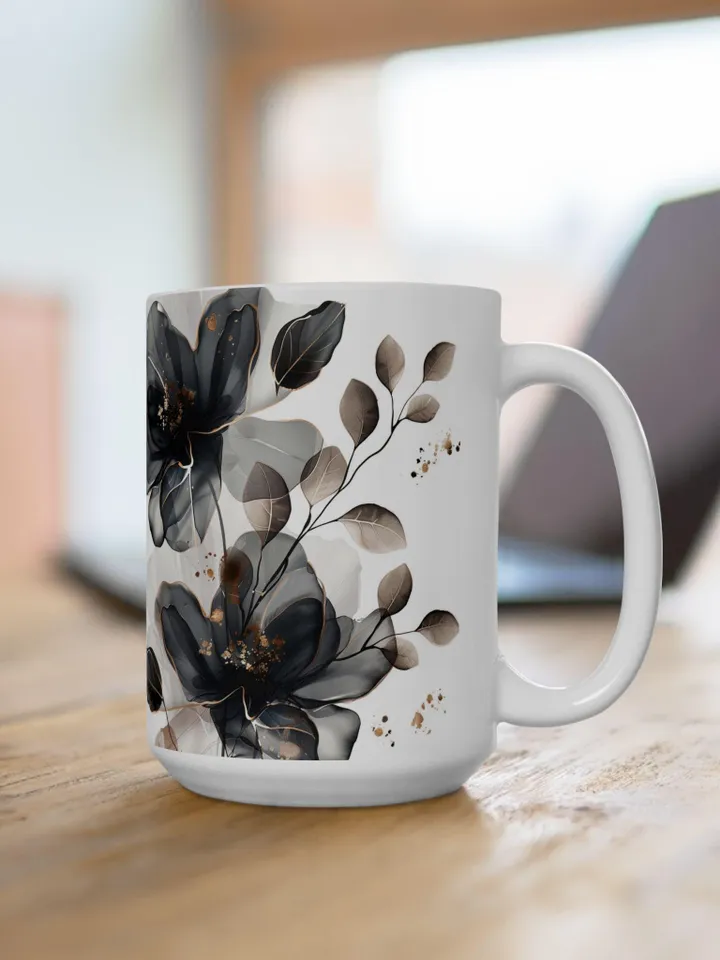 Ceramic Floral Mug, Coffee Lover Gift, Home Decor, Tea Cup, Chic Kitchen Accessory, Mother's Day Gift