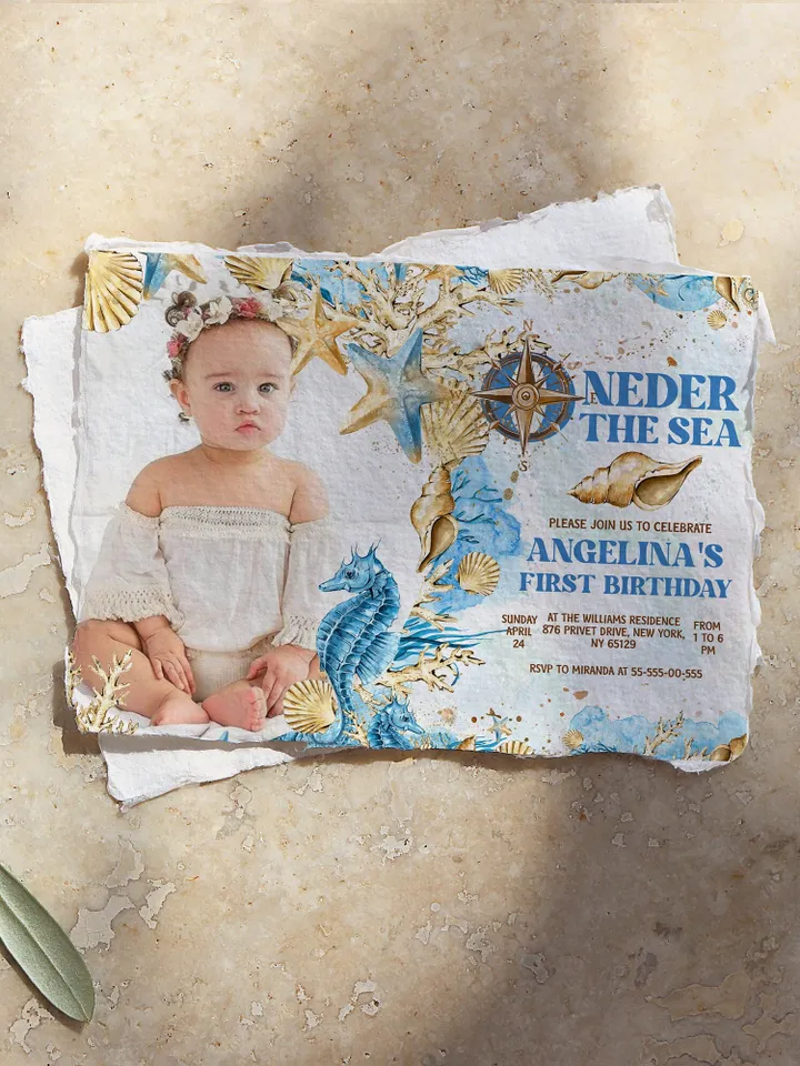 Editable ONEder the Sea First Birthday Invitation; Under the Sea Party; Ocean Party Birthday Template Instant Download; SE1