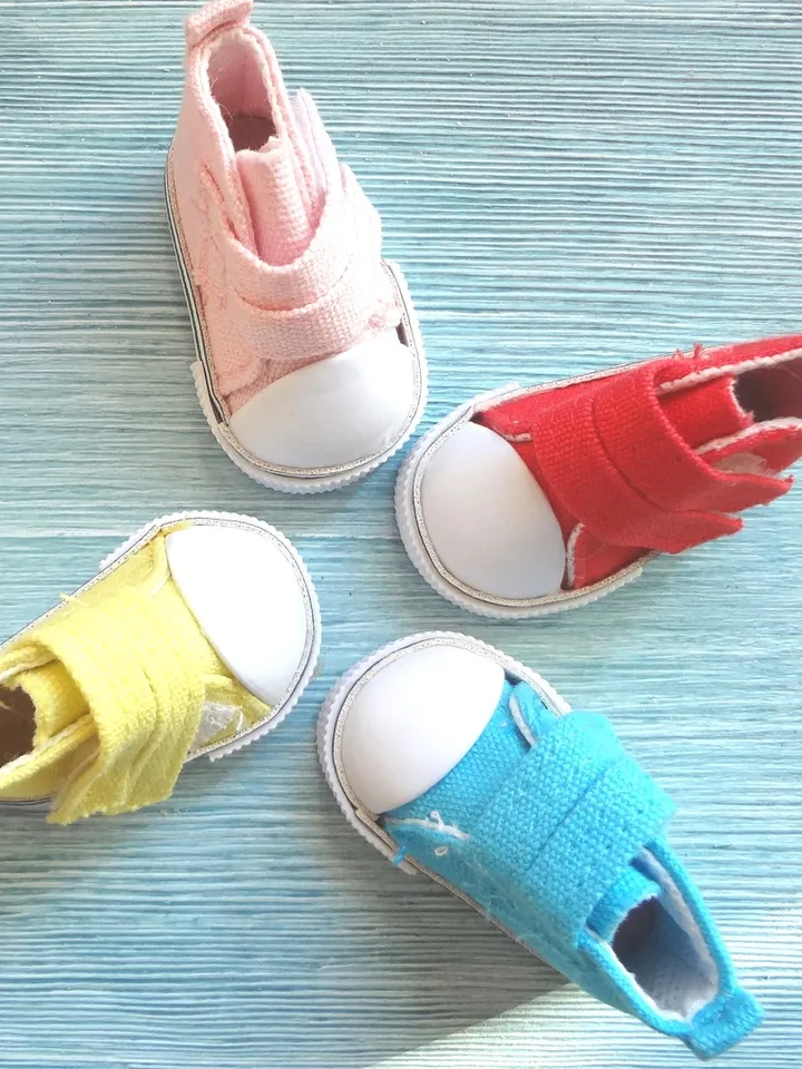 Blue textile shoes for Wellie Wisher Doll – 4.5cm sole length - Or any other doll – Christmas gift idea