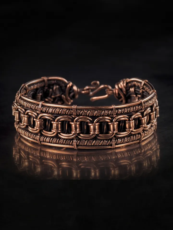Wire wrapped copper bracelet for woman Antique style copper jewelry WireWrapArt