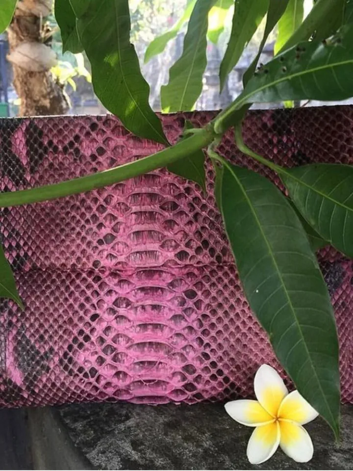 Big pink Envelope Genuine Python Skin Clutch | Exotic Leather Bag | Apple Macbook Air Lethaer Case | Large Unisex Snake Handmade flat Clutch