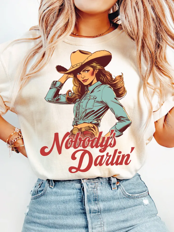 Nobody's Darlin PNG, Western Sublimation, Cowgirl Png, Retro Western Png, Western Shirt Png, Retro Cowgirl Png, Country Png, Retro PNG