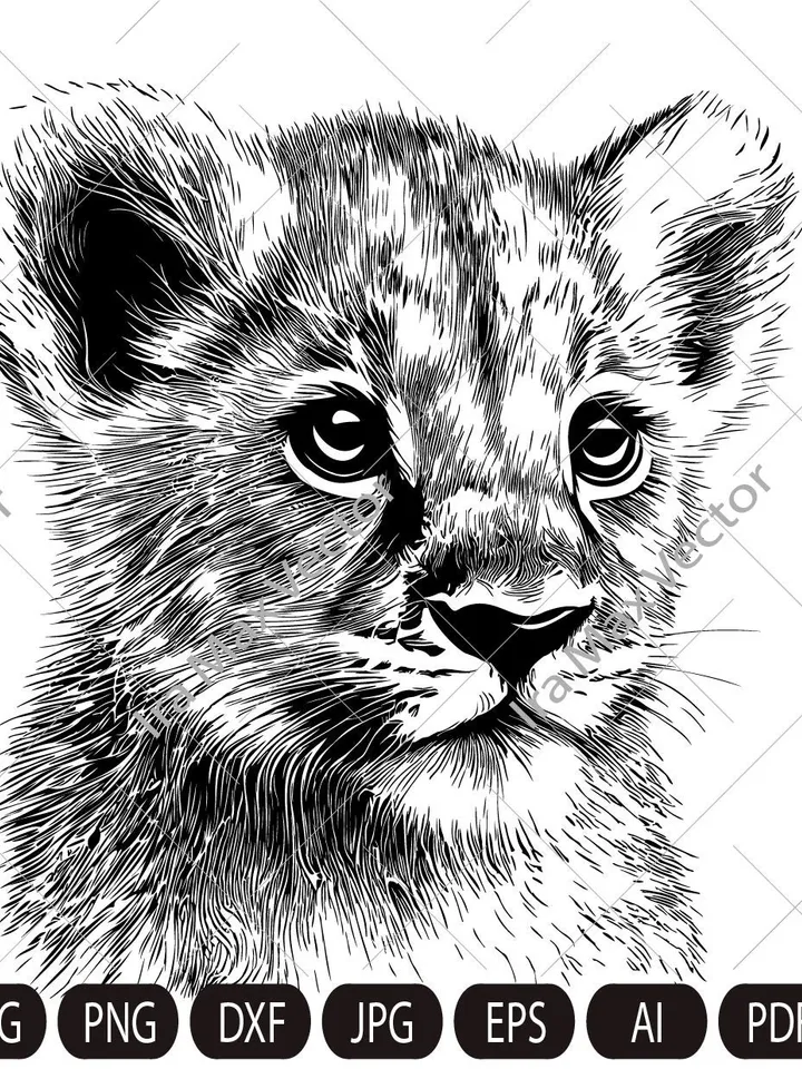 Baby Lion svg,Lion cub face svg, Nursery Decor, Safari African Animals, Lion Cub, Nursery Wall Art, Kids Printable Art