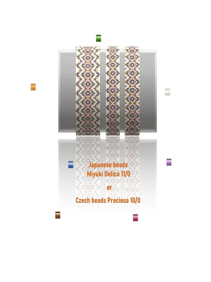 Cuff Bracelet Loom - Square Stitch Bead Patterns Bracelet Beading Patterns Bead loom pattern Miyuki Delicas - Preciosa Instant Download