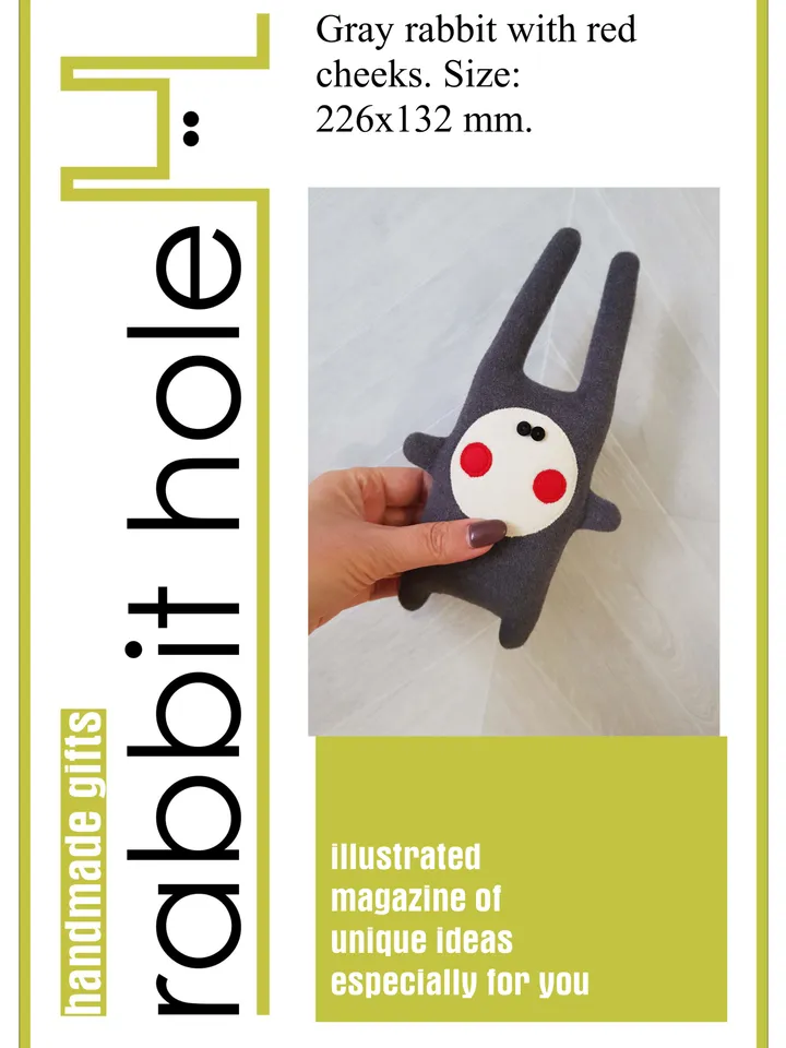 Rabbit sewing Pattern pdf, digital tutorial in english, animal doll sewing diy
