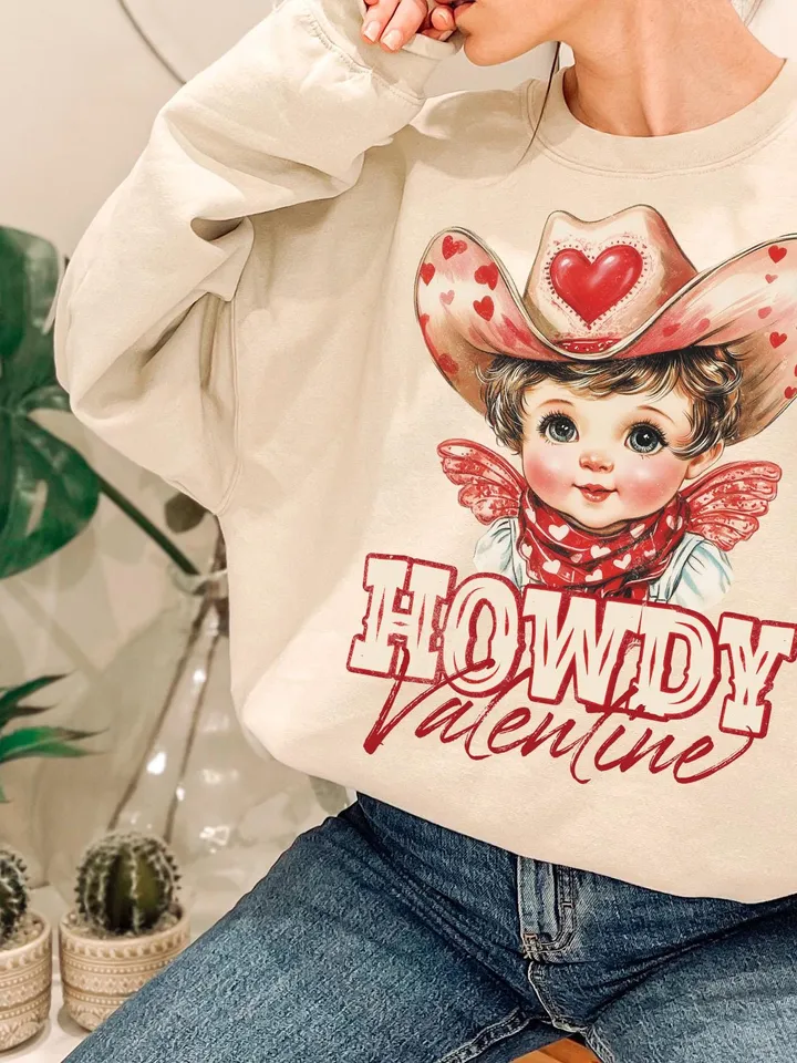 Howdy Valentine PNG, Cupid Valentines png, Western Valentines png, Retro Valentine png, Valentines png, Cupid png, Western png, Cowgirl png