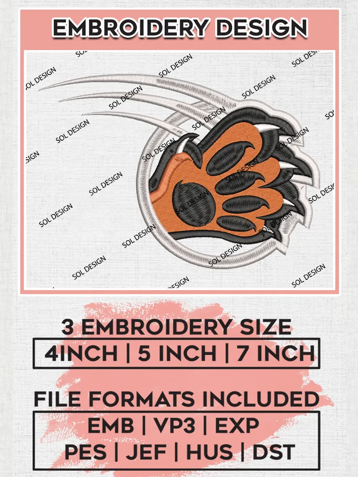 NCAA RIT Tigers Team Logo Embroidery Design Files, NCAA RIT Tigers Machine Embroidery, NCAA Teams, 3 sizes, NCAA Machine embroidery designs, Digital Download
