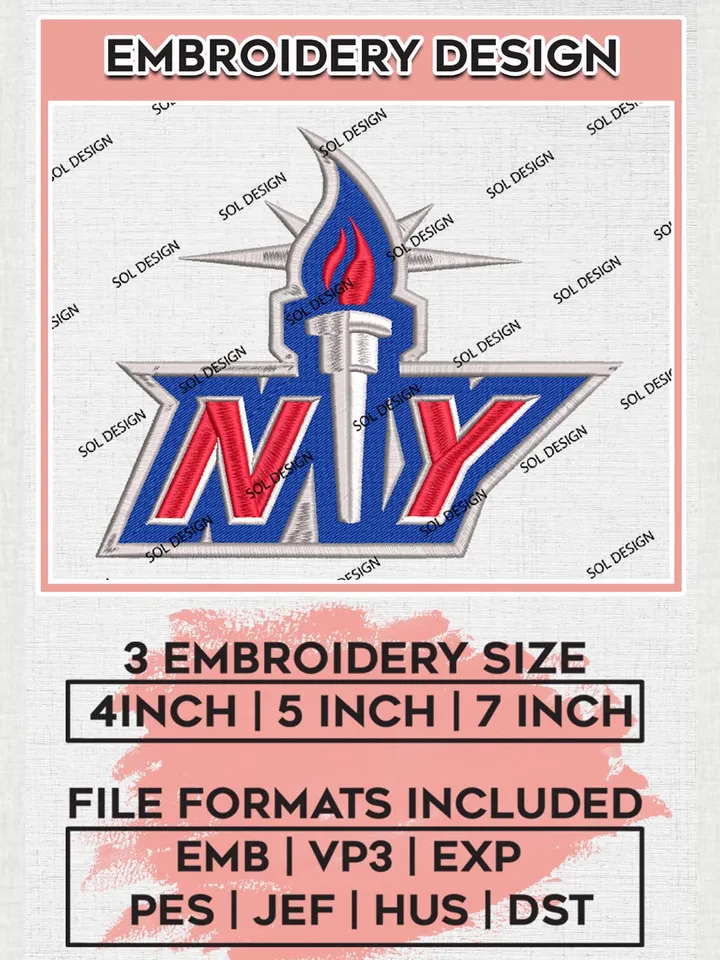 NHL Rangers NY Word Logo Embroidery Files, NHL New YNew York Rangers Team Embroidery Designs,  NHL Embroidery Designs, NHL Machine Embroidery Designs, Digital Download
